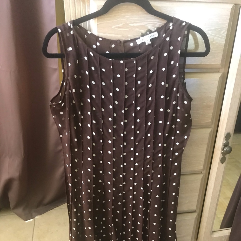 Brown & White Polka Dot Dress (3 piece)